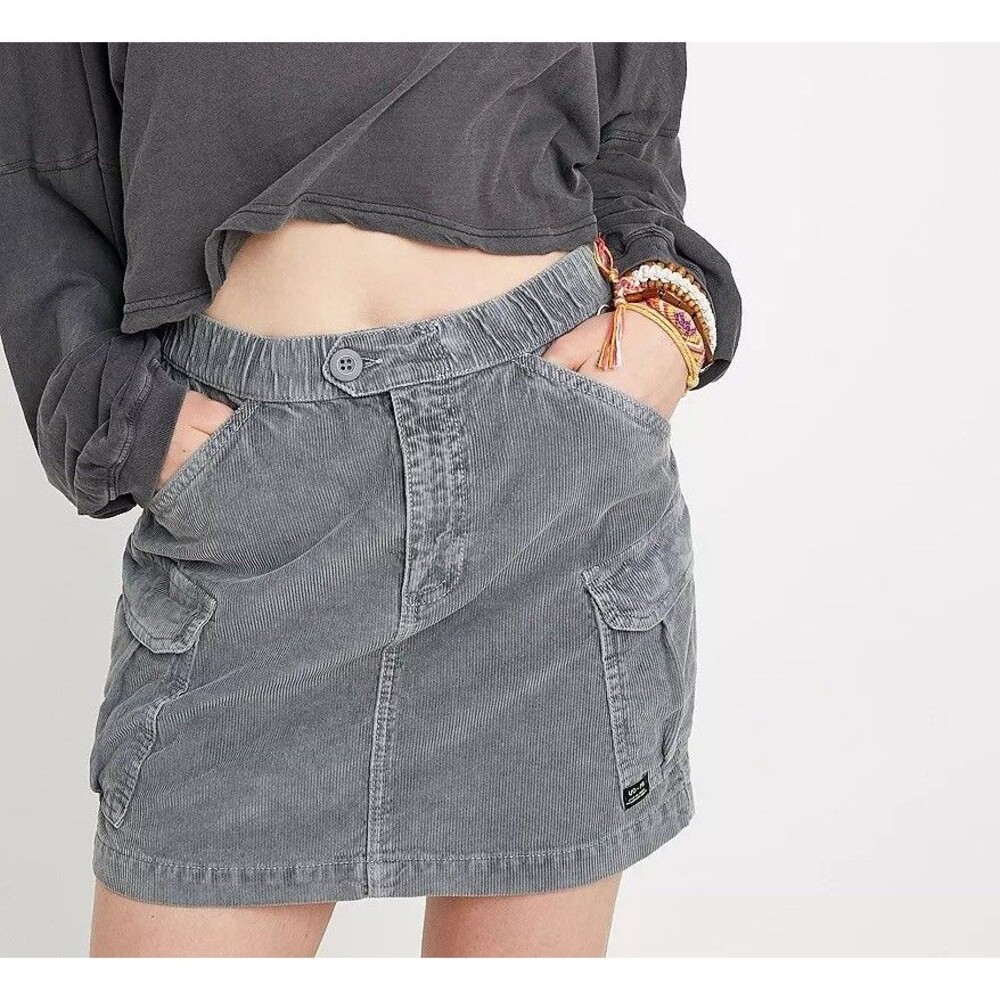 BDG Urban Outfitters corduroy cargo mini skirt Womens medium gray fall grunge